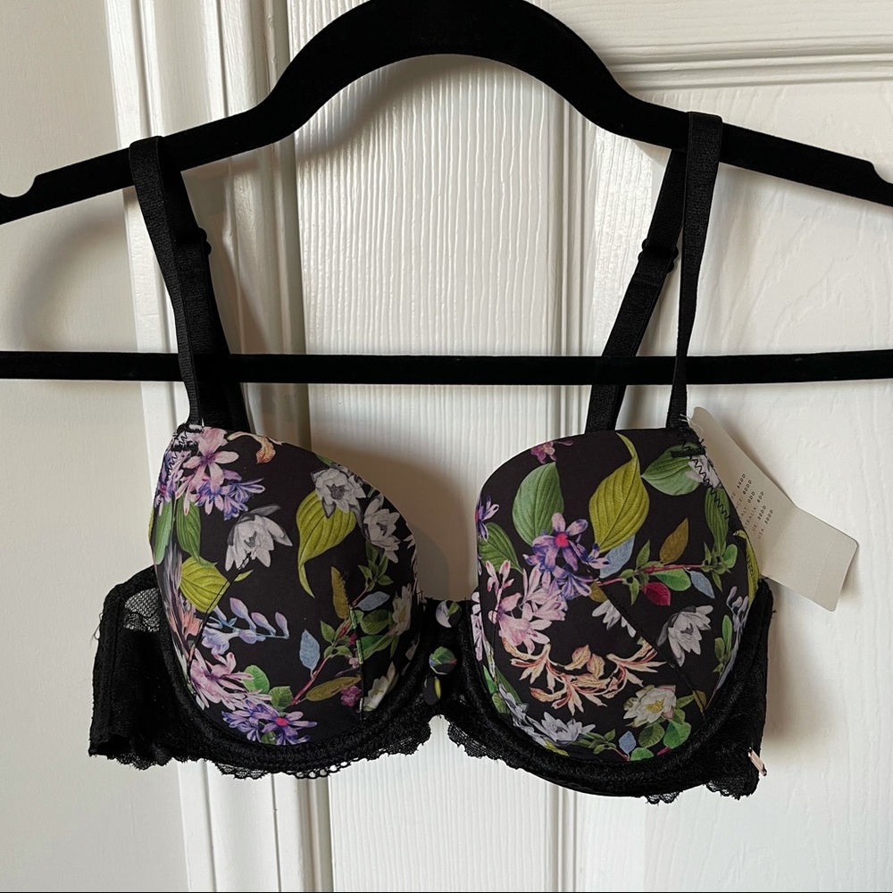 NWT Parfait Ava Padded Black Floral Bra 30DD